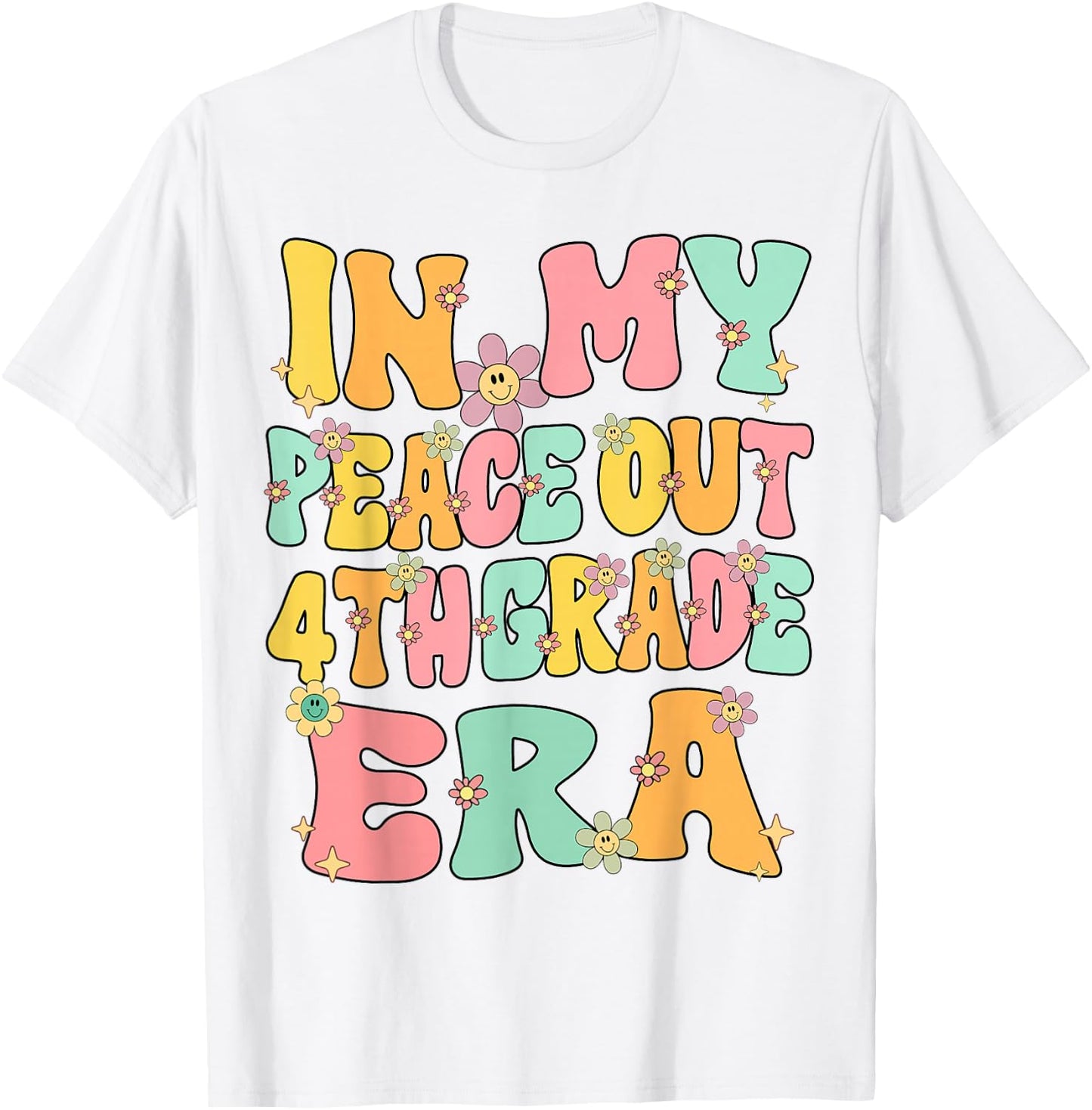 In My Peace Out 4th Grade Era Groovy Last Day Of 4th Grade T-Shirt - T-Shirt | White