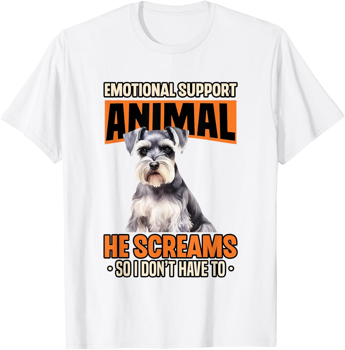 Emotional Support Animal Miniature Schnauzer Dog Breed T-Shirt - T-Shirt | White