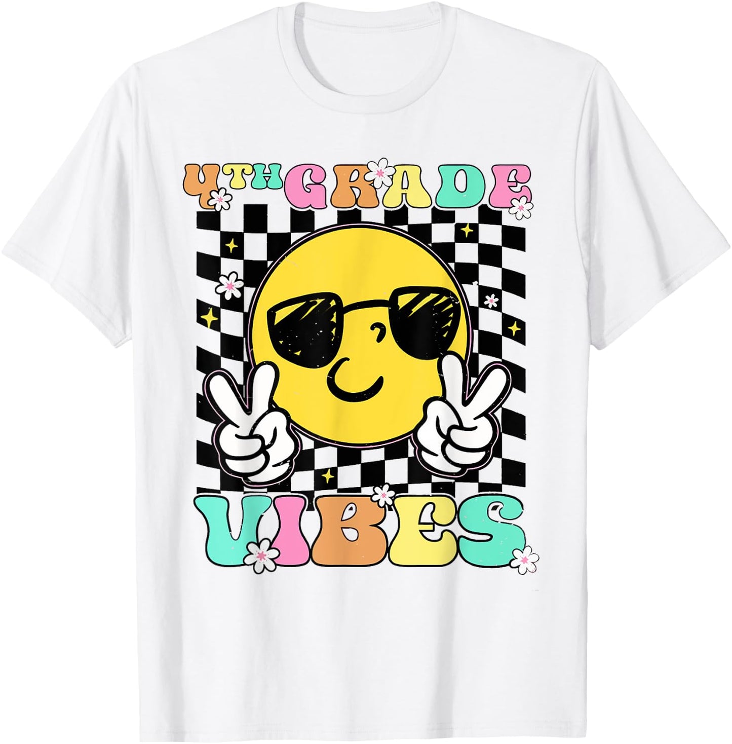 Girls 4th Grade Vibes Back To School Fourth Grade T-Shirt - T-Shirt | White