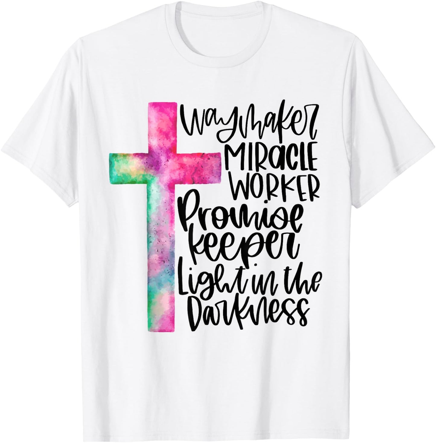 Waymaker Miracle Worker Rainbow Christian Jesus God Women T-Shirt - T-Shirt | White