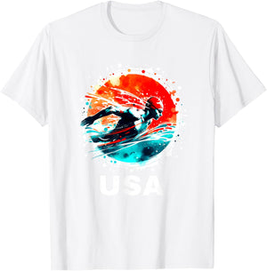 Swimming United States Team Apparel American Flag Swimming T-Shirt - T-Shirt | White