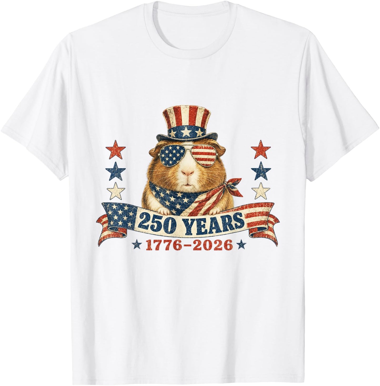 Funny USA Independence Day Patriotic 4th of July Guinea Pig T-Shirt - T-Shirt | White