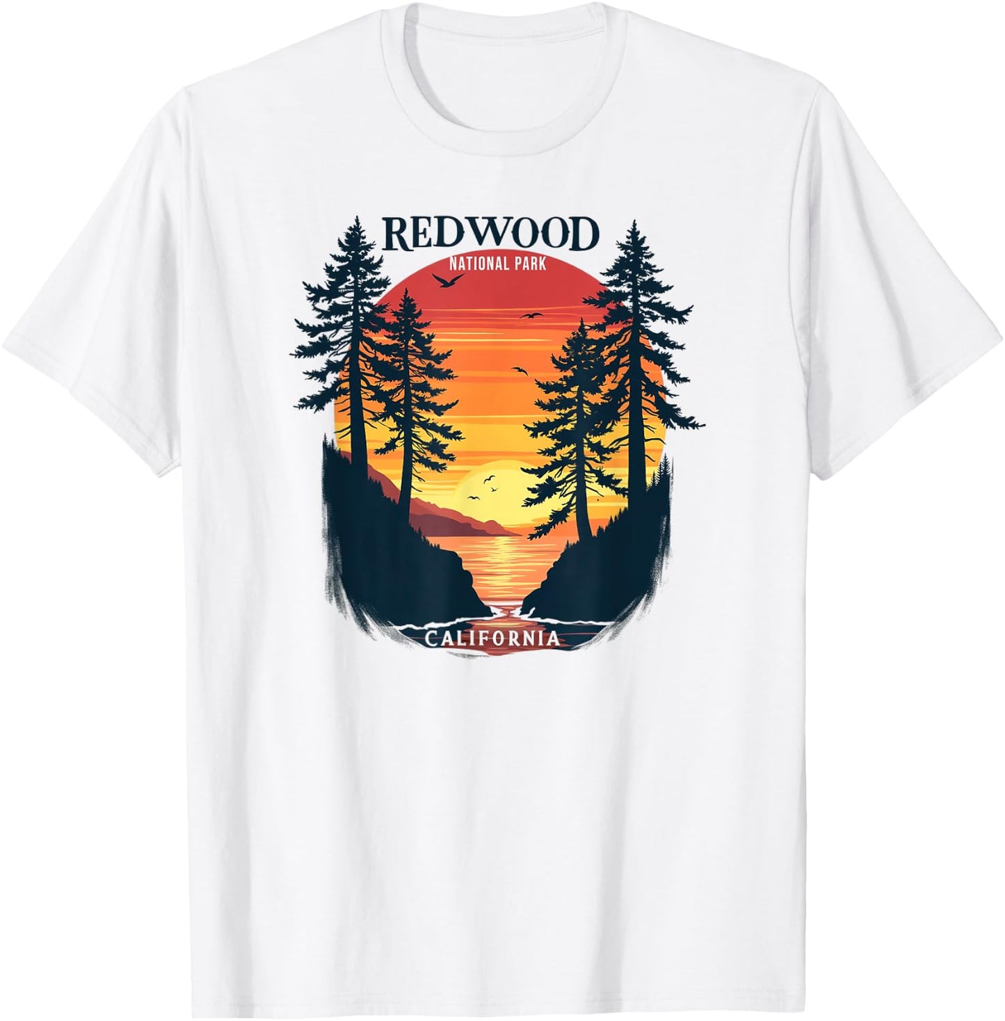 Redwood National Park California Sunset T-Shirt - T-Shirt | White