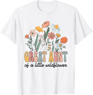 Great Aunt of The Little Wildflower Bday Party Baby Shower T-Shirt - T-Shirt | White