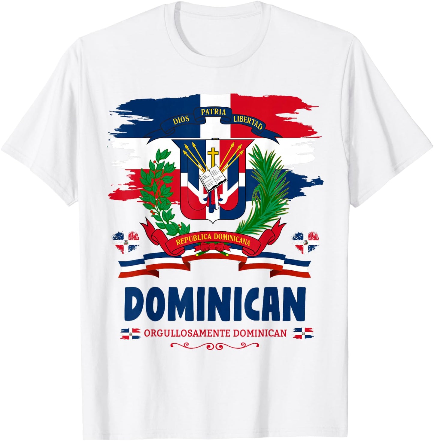 Coat of Arms Republica Dominicana For Kids & Dominican Flag T-Shirt - T-Shirt | White