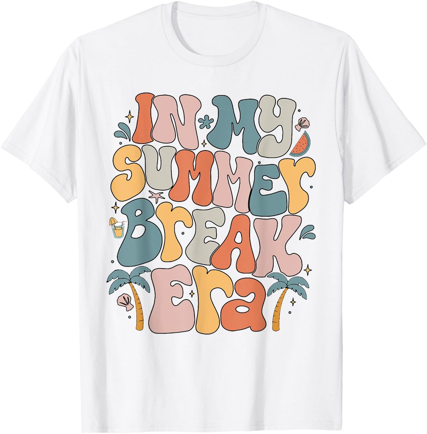In My Summer Break Era Teacher Summer Break Vacation Groovy Women Kids T-Shirt - T-Shirt | White