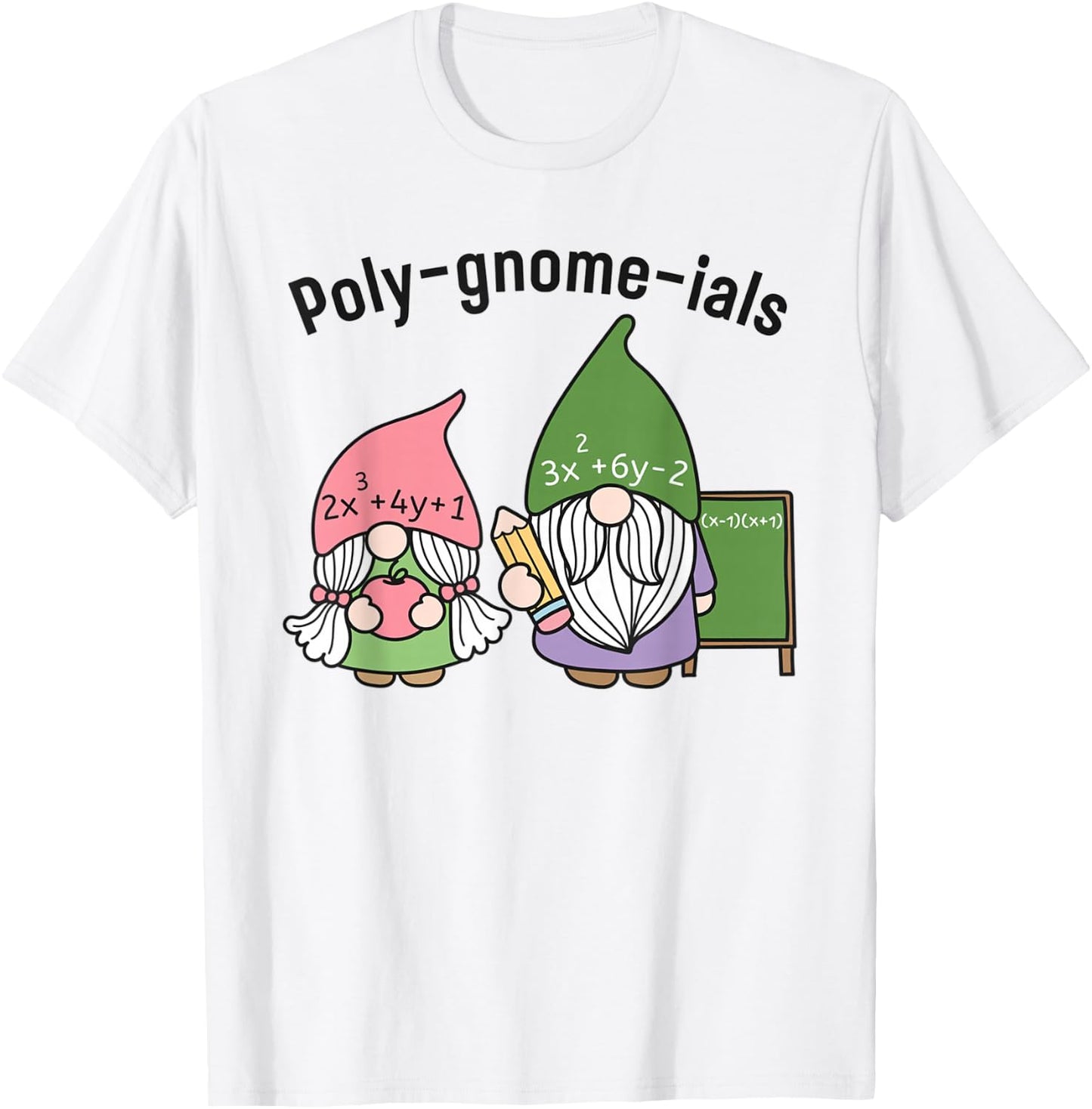 Funny Math Teacher Poly-gnome-ials Algebra Teacher Calculus T-Shirt - T-Shirt | White