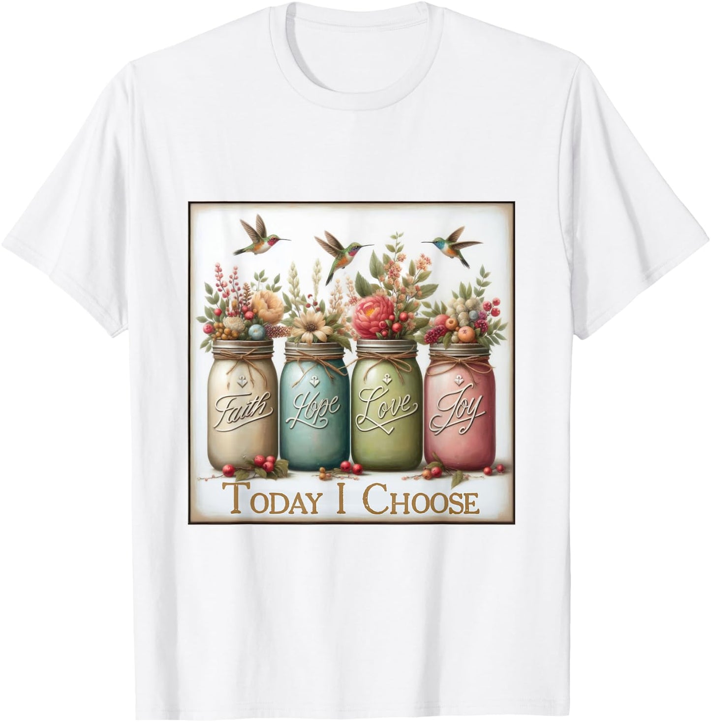 Christian Faith Hope Love Wild Flowers Jars T-Shirt - T-Shirt | White