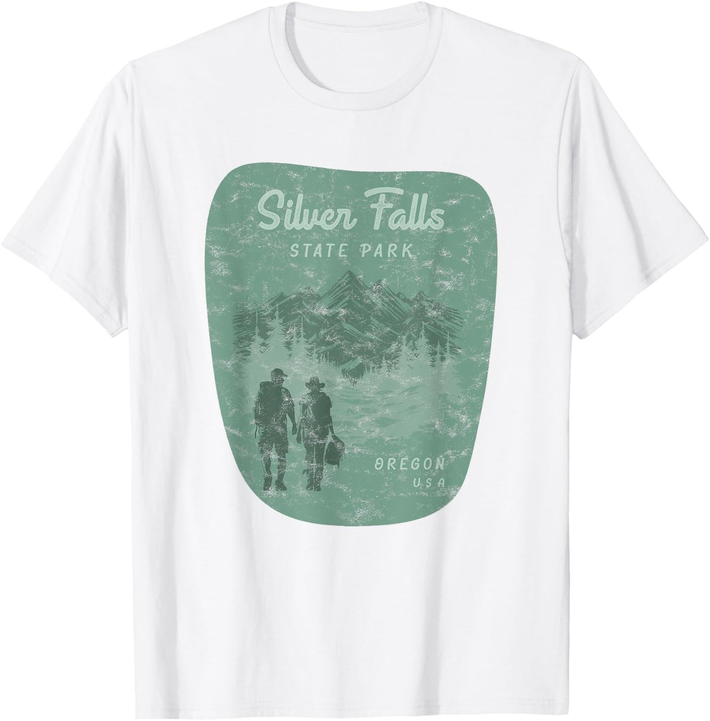 Silver Falls State Park Oregon Hiking Retro Vintage T-Shirt - T-Shirt | White