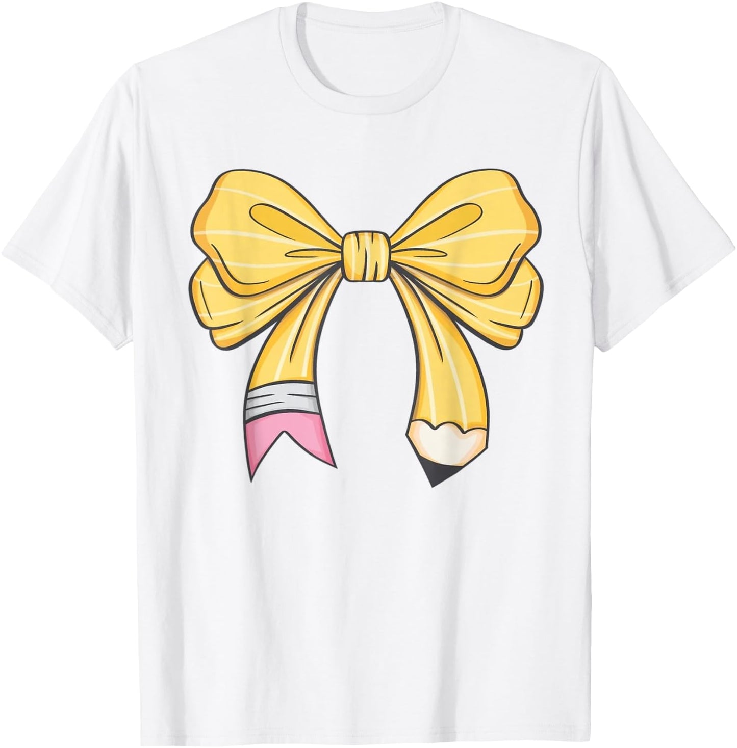 Coquette Pencil Bow Teacher Back To School Men Women T-Shirt - T-Shirt | White