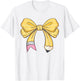 Coquette Pencil Bow Teacher Back To School Men Women T-Shirt - T-Shirt | White