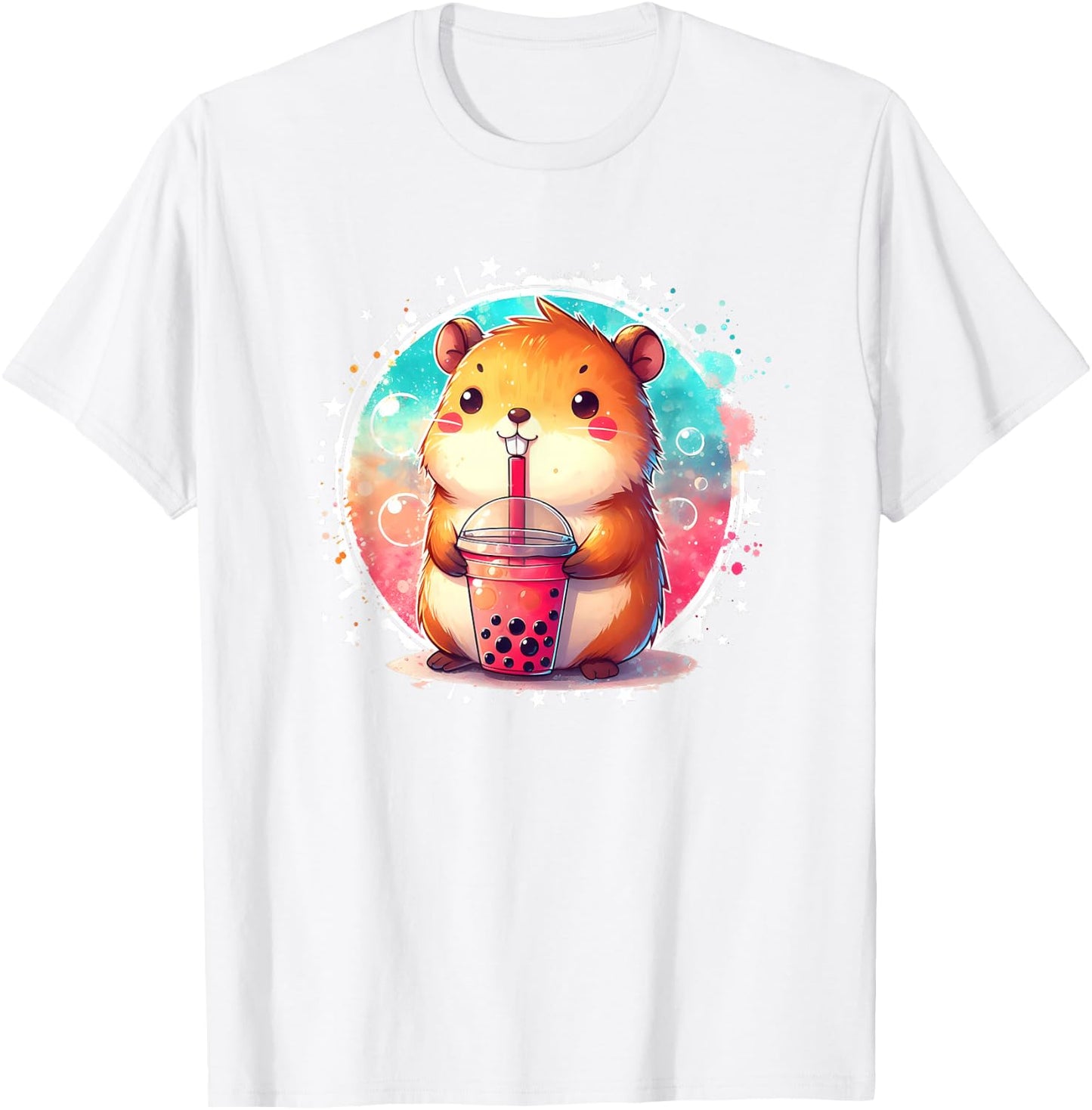 Kawaii Capybara Drinks Boba Bubble Tea Kawaii Clothes Kawaii T-Shirt - T-Shirt | White