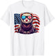 USA Flag Ferret Pets Patriotic Sunglasses Ferrets American T-Shirt - T-Shirt | White