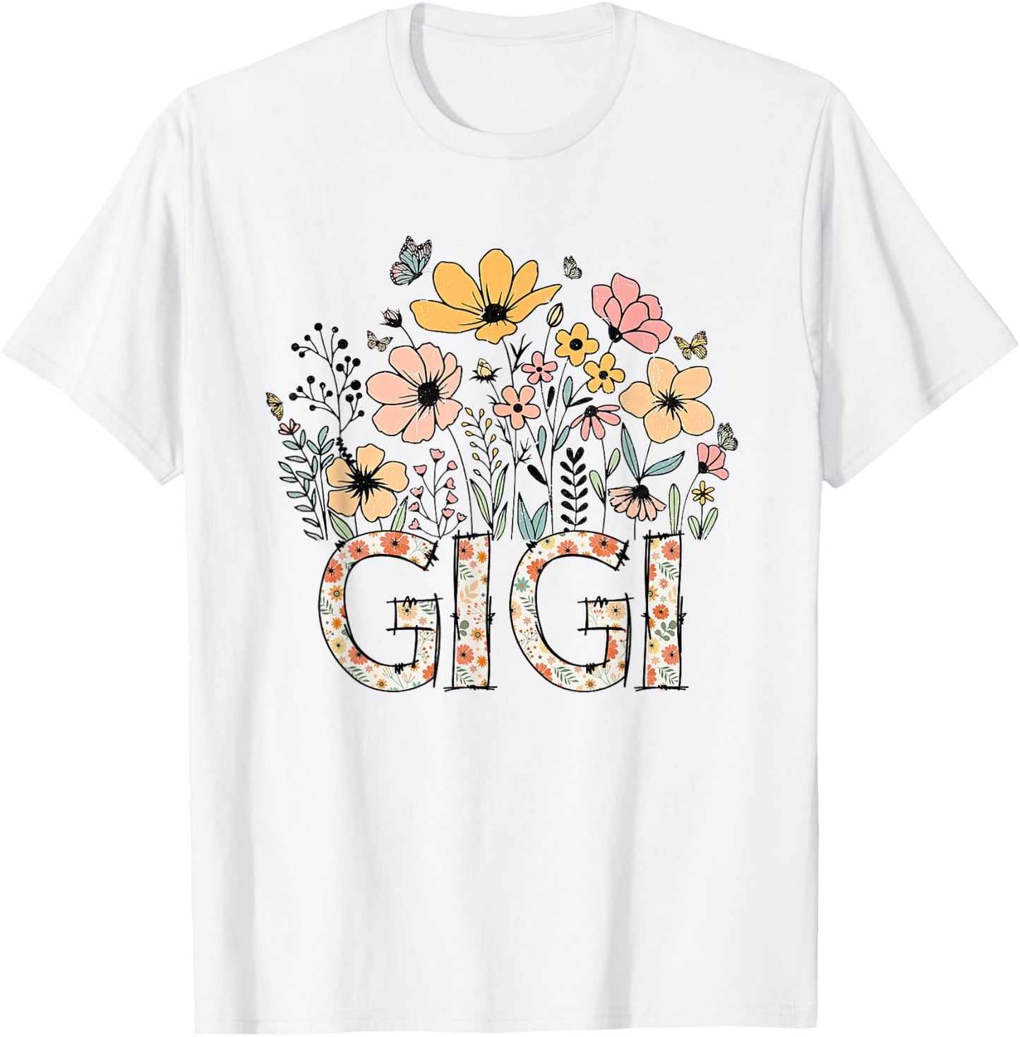 GiGi Wildflower Cute Floral Mother's Day For Grandma Women T-Shirt - T-Shirt | White