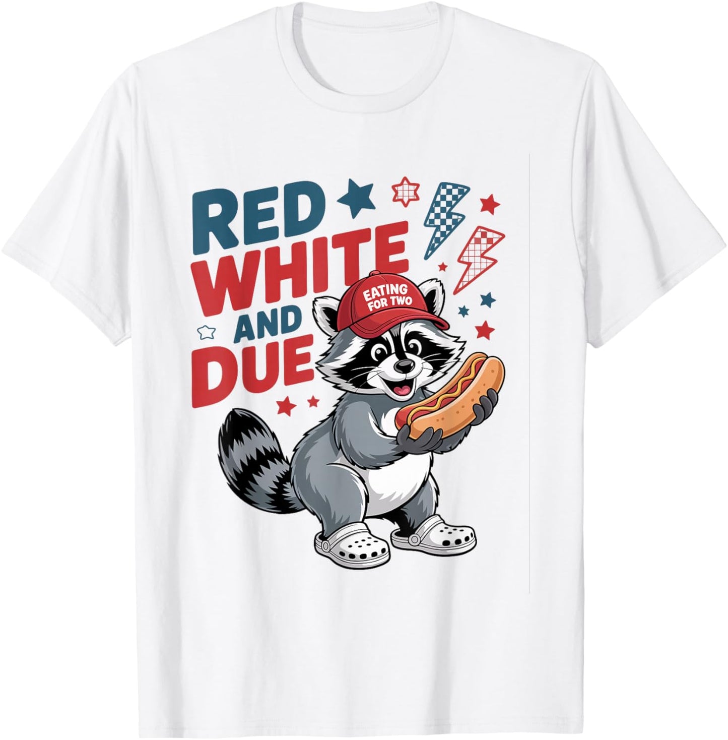 Red White and Due Funny Raccoon 4th of July T-Shirt - T-Shirt | White