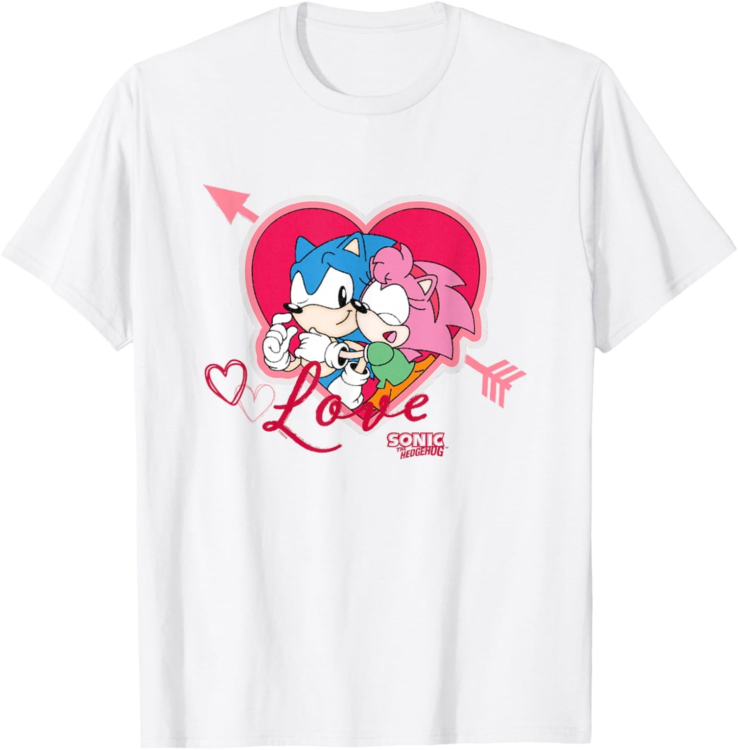 Sonic The Hedgehog Valentine's Day Sonic Amy Love Big Logo T-Shirt - T-Shirt | White