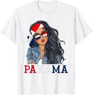 Panamanian Woman Products Flag Uniform Heritage Panama T-Shirt - T-Shirt | White