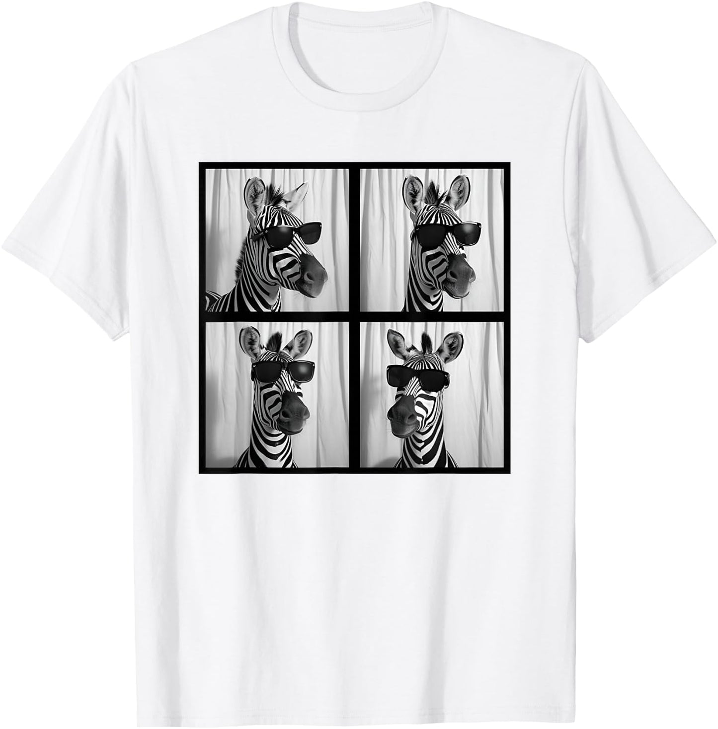 Zebra With Sunglasses Zoo Lover Funny Safari Animal Photo T-Shirt - T-Shirt | White