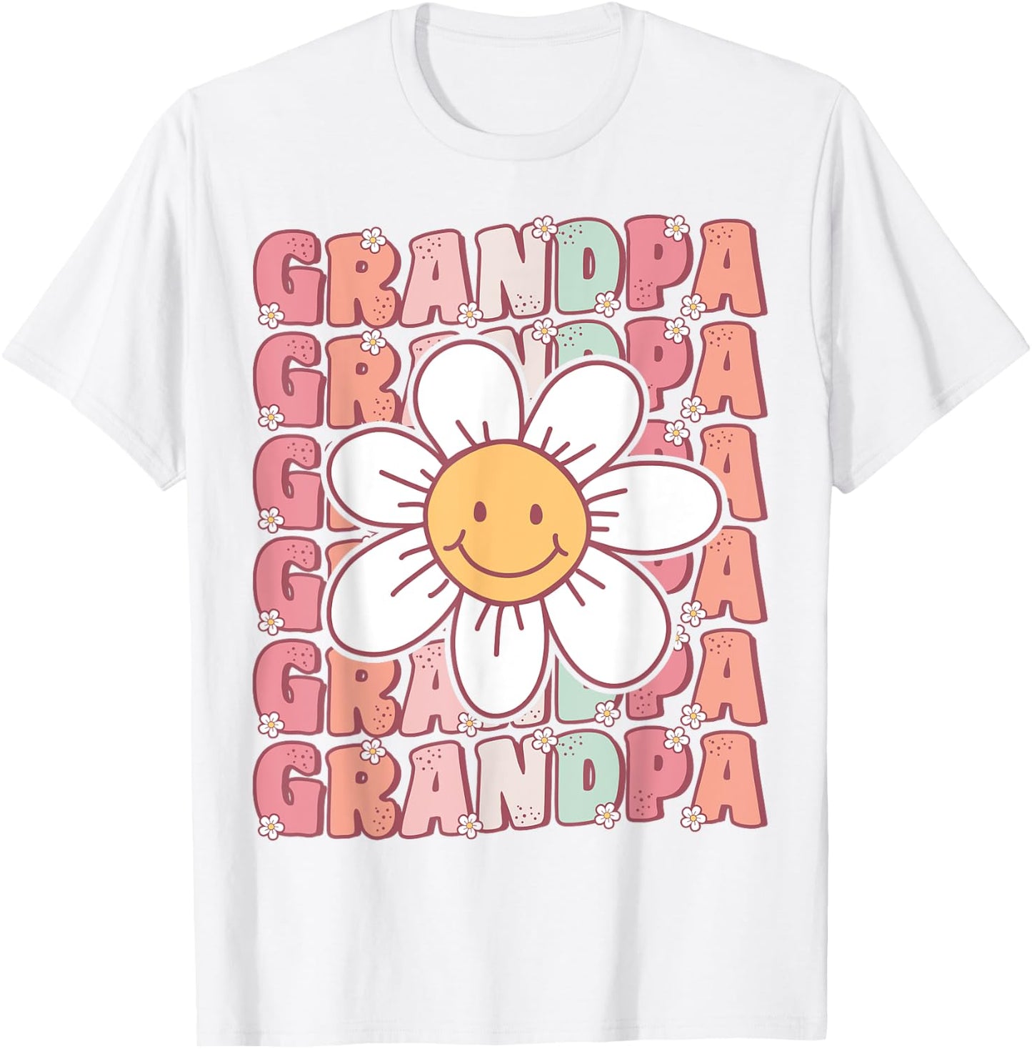 Groovy Grandpa Matching Family Birthday Party Daisy Flower T-Shirt - T-Shirt | White