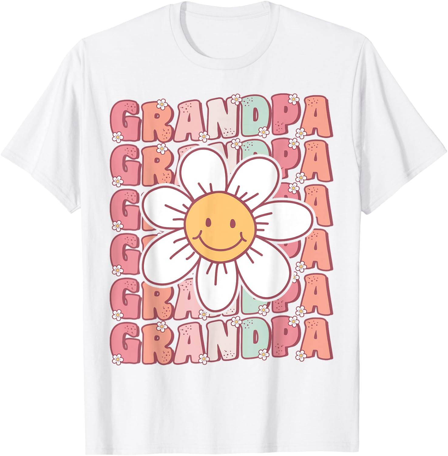 Groovy Grandpa Matching Family Birthday Party Daisy Flower T-Shirt - T-Shirt | White