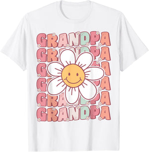 Groovy Grandpa Matching Family Birthday Party Daisy Flower T-Shirt - T-Shirt | White