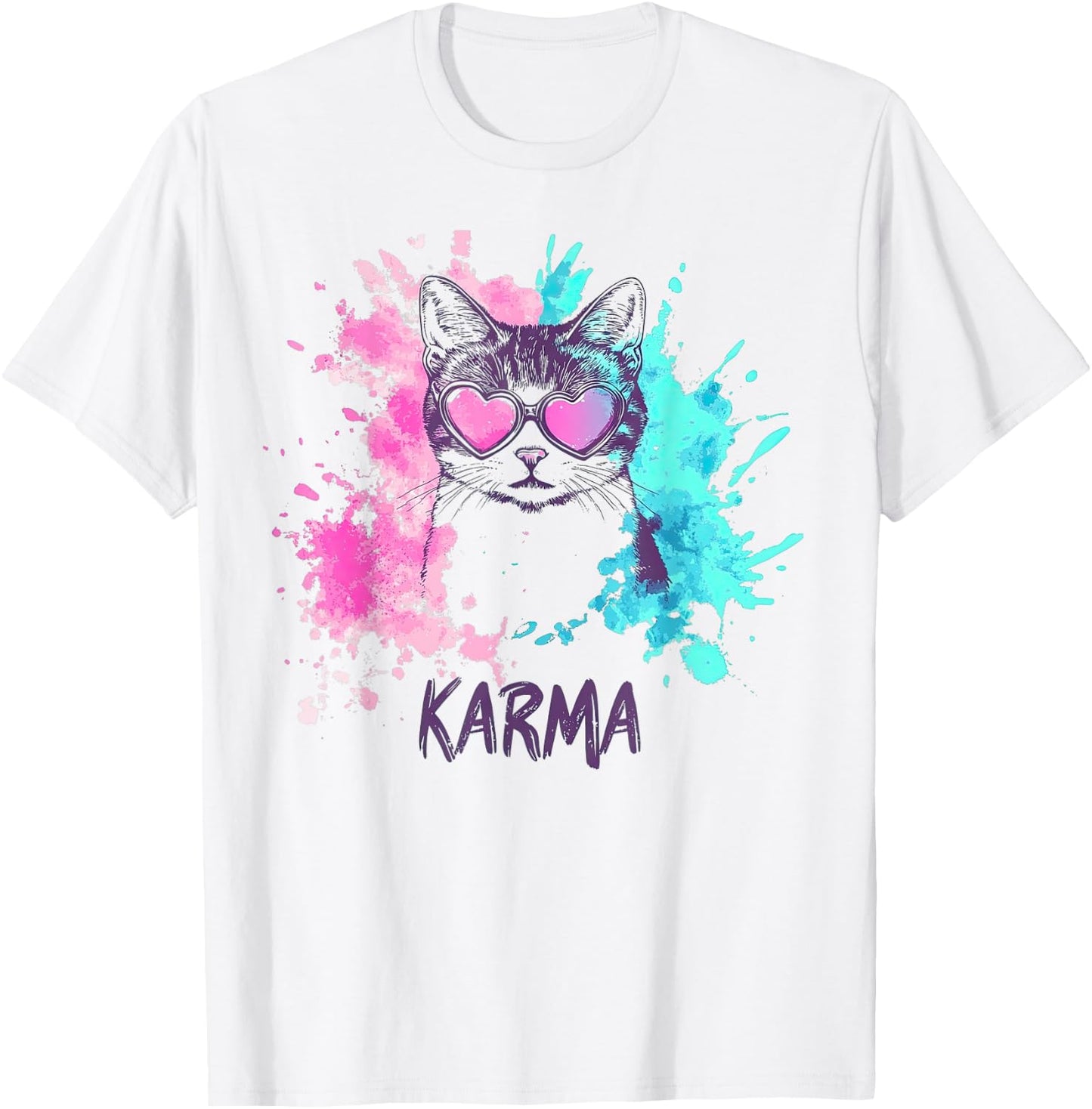 Vintage Cat Karma lovers For Teens Girls Women Men T-Shirt - T-Shirt | White