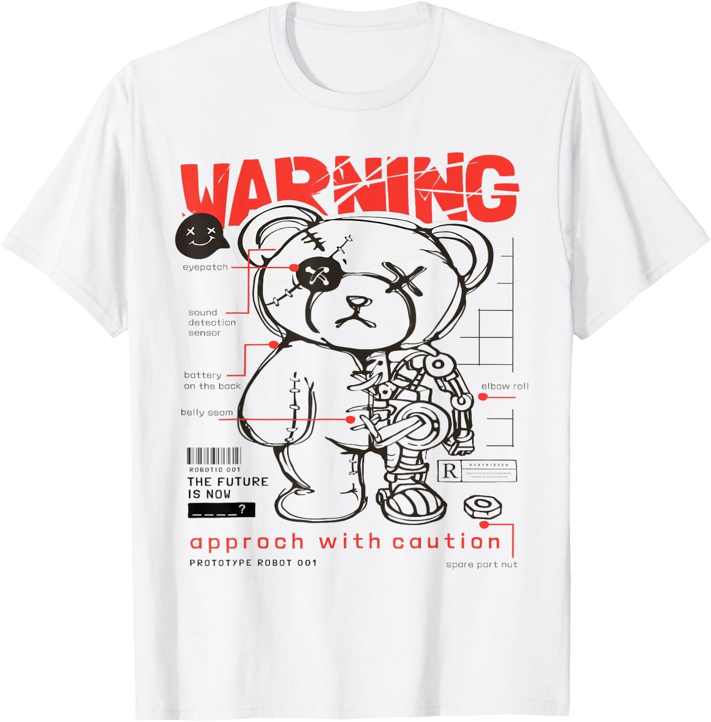 Prototype Robot Teddy Bear Funny T-Shirt - T-Shirt | White
