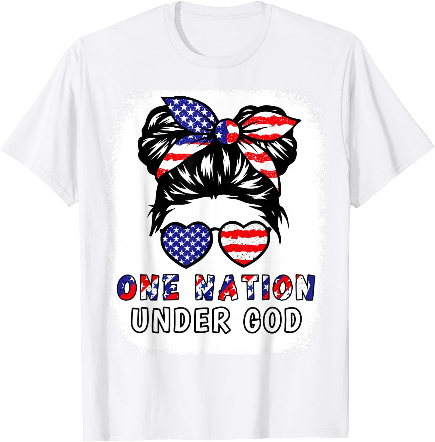 One Nation Under God Girl American Flag Patriotic Christian T-Shirt - T-Shirt | White