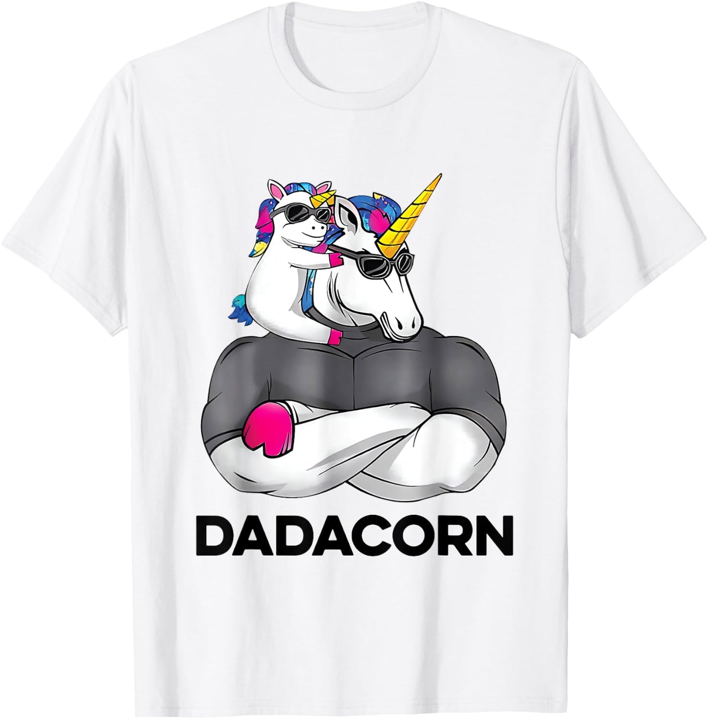 Fathers Day Gift Unicorn Dad Shirt Funny Dadacorn Men T-Shirt - T-Shirt | White