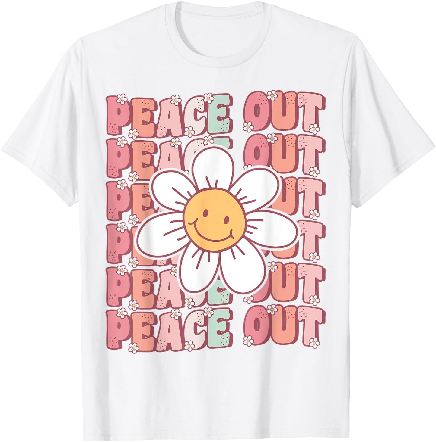 Peace Out Teacher Student Cute Groovy Last Day of School Men Women Kids T-Shirt - T-Shirt | White