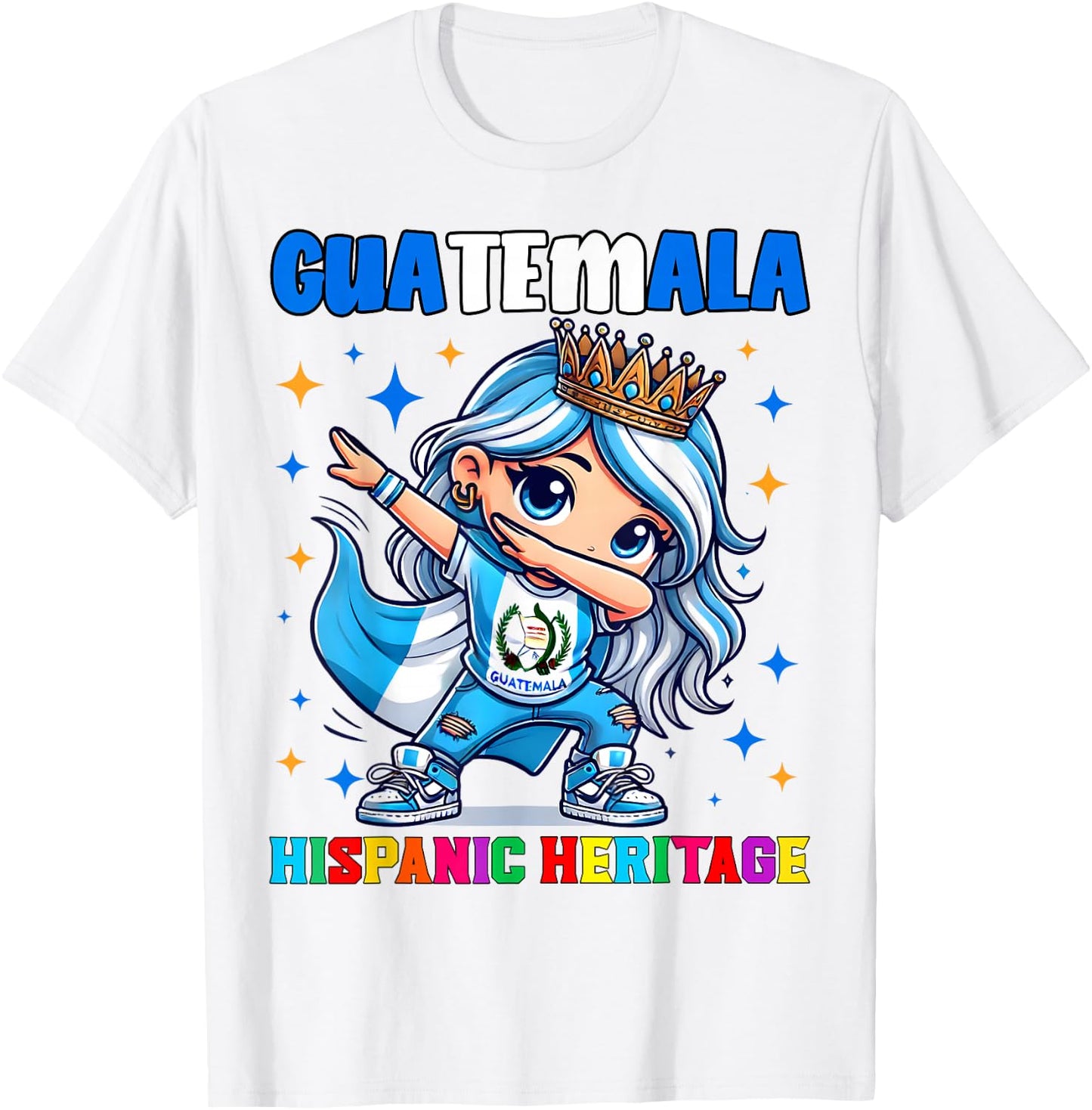 Guatemala Dabbing Girl Hispanic Heritage Celebration T-Shirt - T-Shirt | White