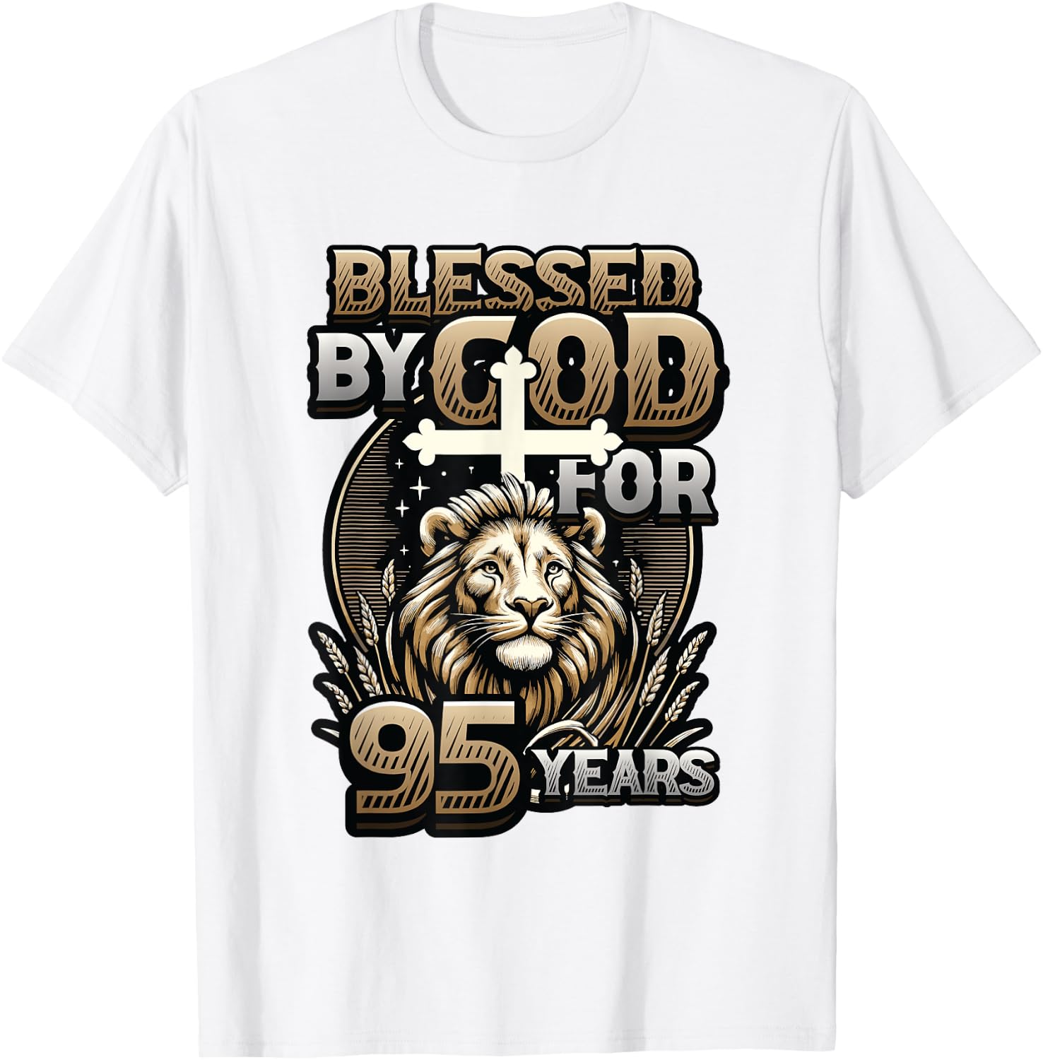 Blessed By God For 95 Years Religious Themed 95th Birthday T-Shirt - T-Shirt | White