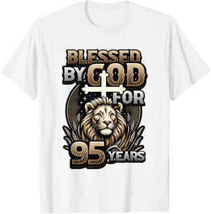 Blessed By God For 95 Years Religious Themed 95th Birthday T-Shirt - T-Shirt | White