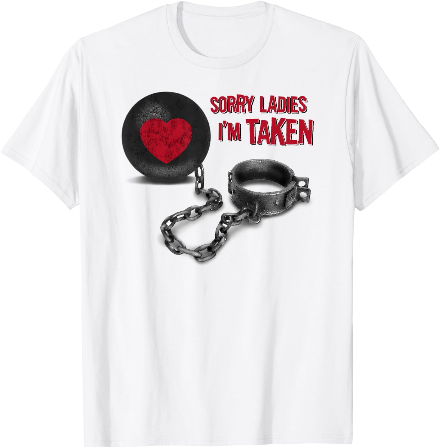 Valentine's Day - Ball and Chain T-Shirt - T-Shirt | White