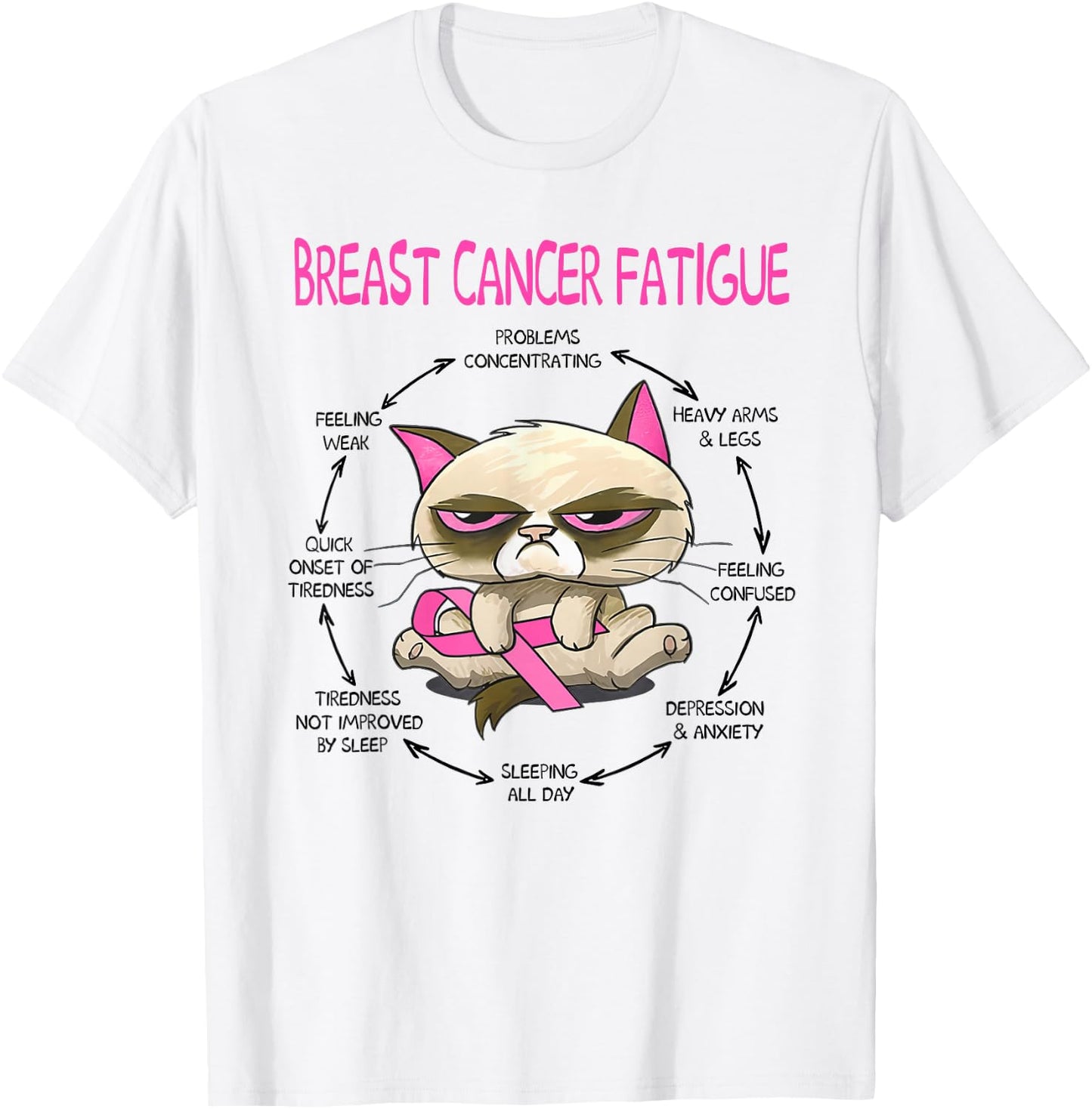 Breast cancer fatigue cat Women T-Shirt - T-Shirt | White