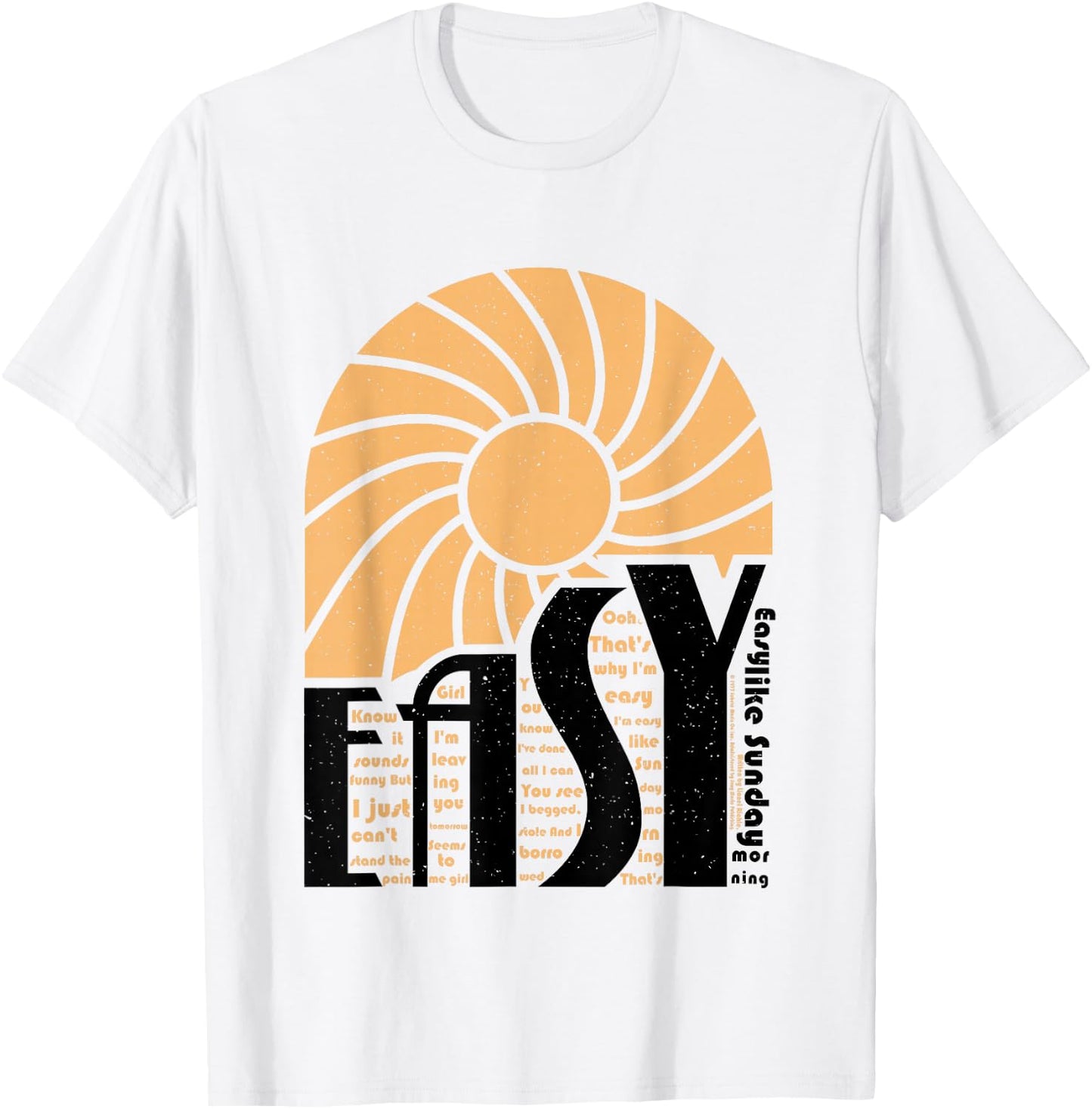 Easy Like Sunday Morning Lyric Sun Commodores Lionel Richie T-Shirt - T-Shirt | White