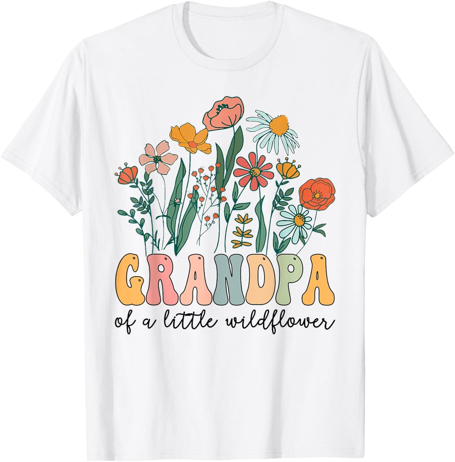 Grandpa Of The Little Wildflower Birthday Party Baby Shower T-Shirt - T-Shirt | White