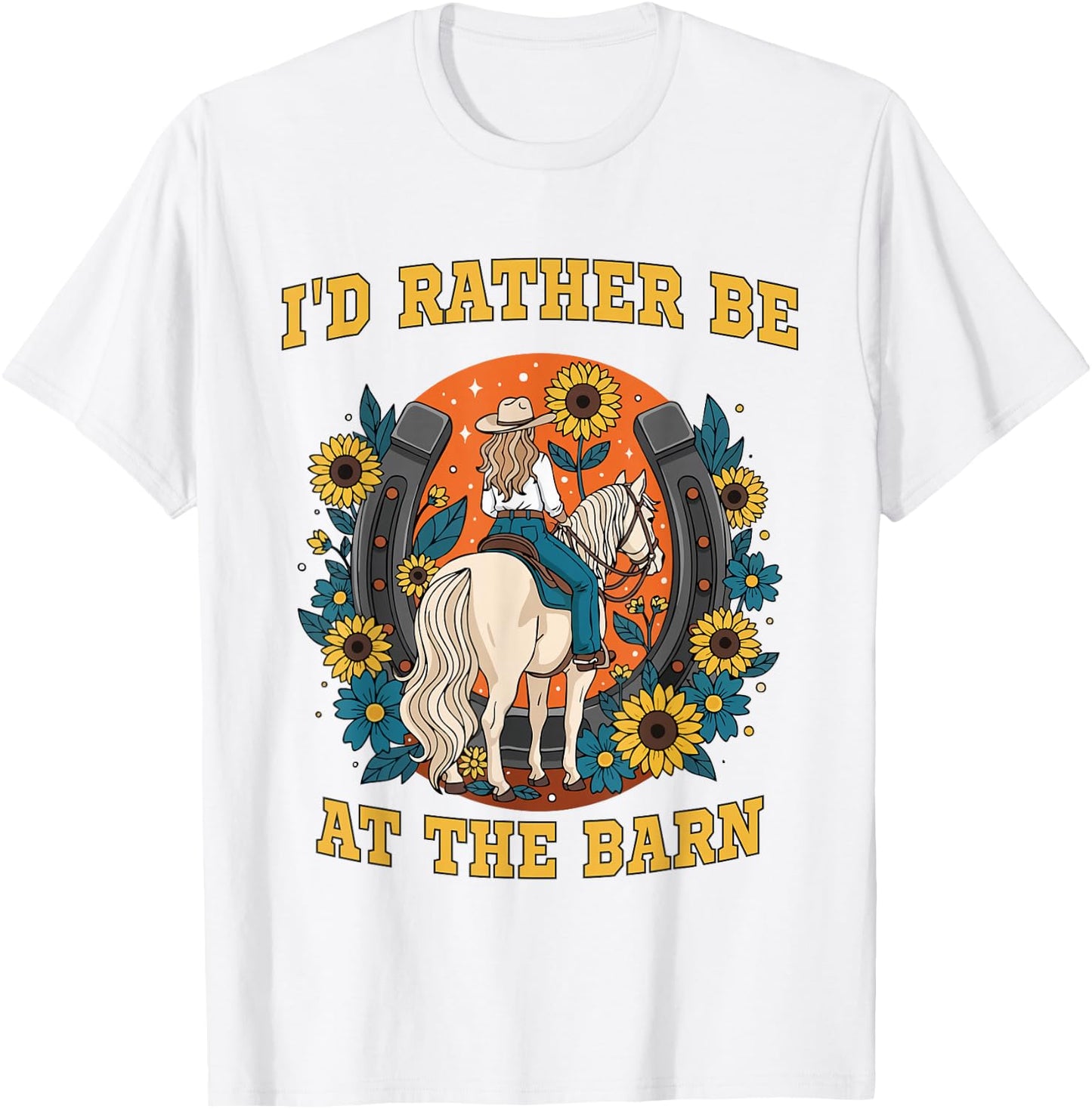 Funny Horse Lover, I'd Rather Be at The Barn T-Shirt - T-Shirt | White