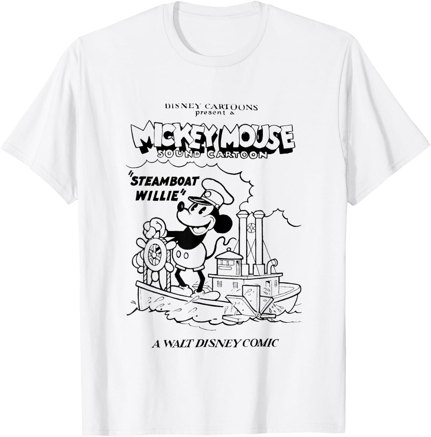 Disney Steamboat Willie A Walt Disney Comic Vintage Poster T-Shirt - T-Shirt | White