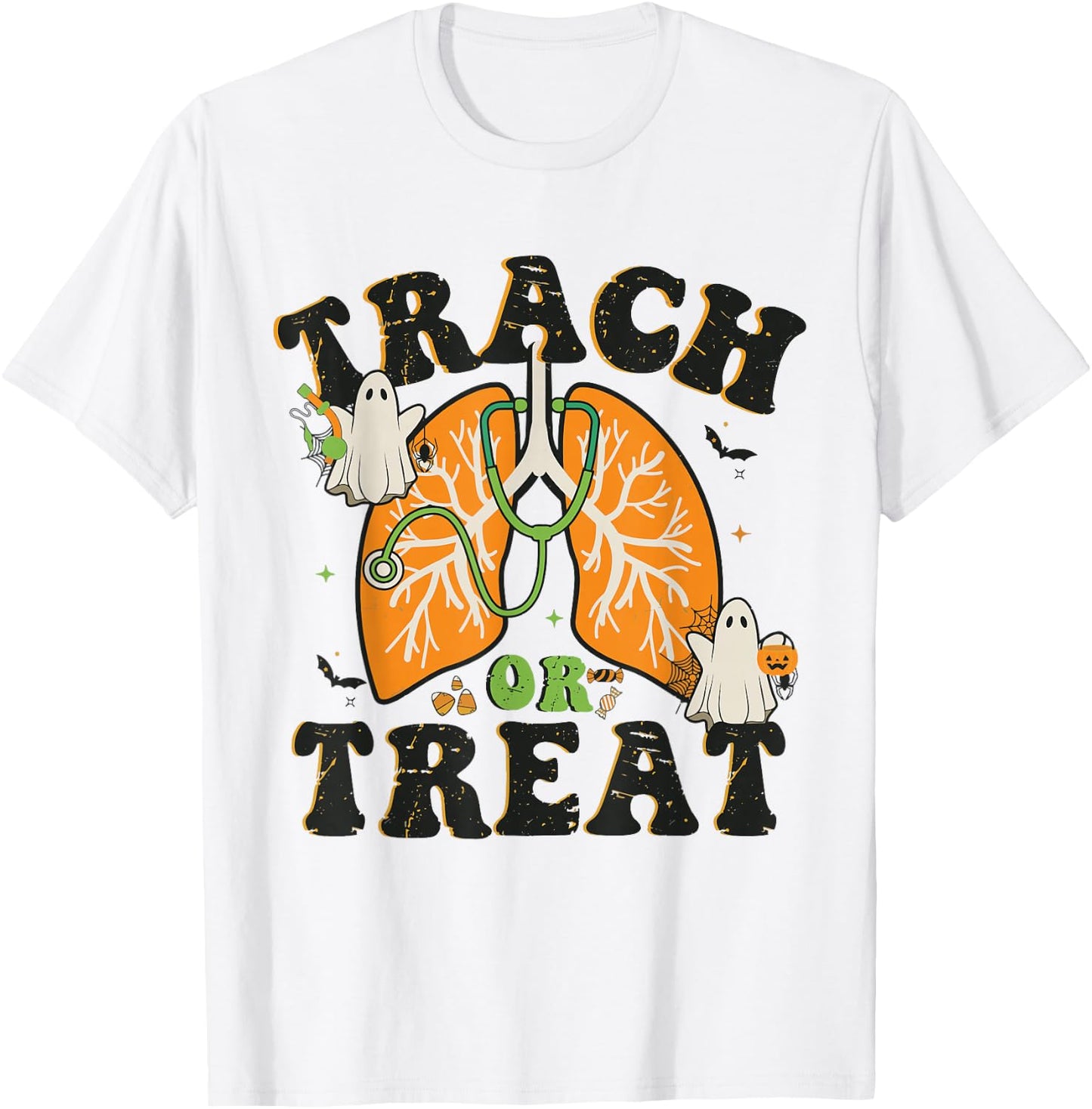 Trach or Treat ICU RN Halloween Nurse Respiratory Therapist T-Shirt - T-Shirt | White