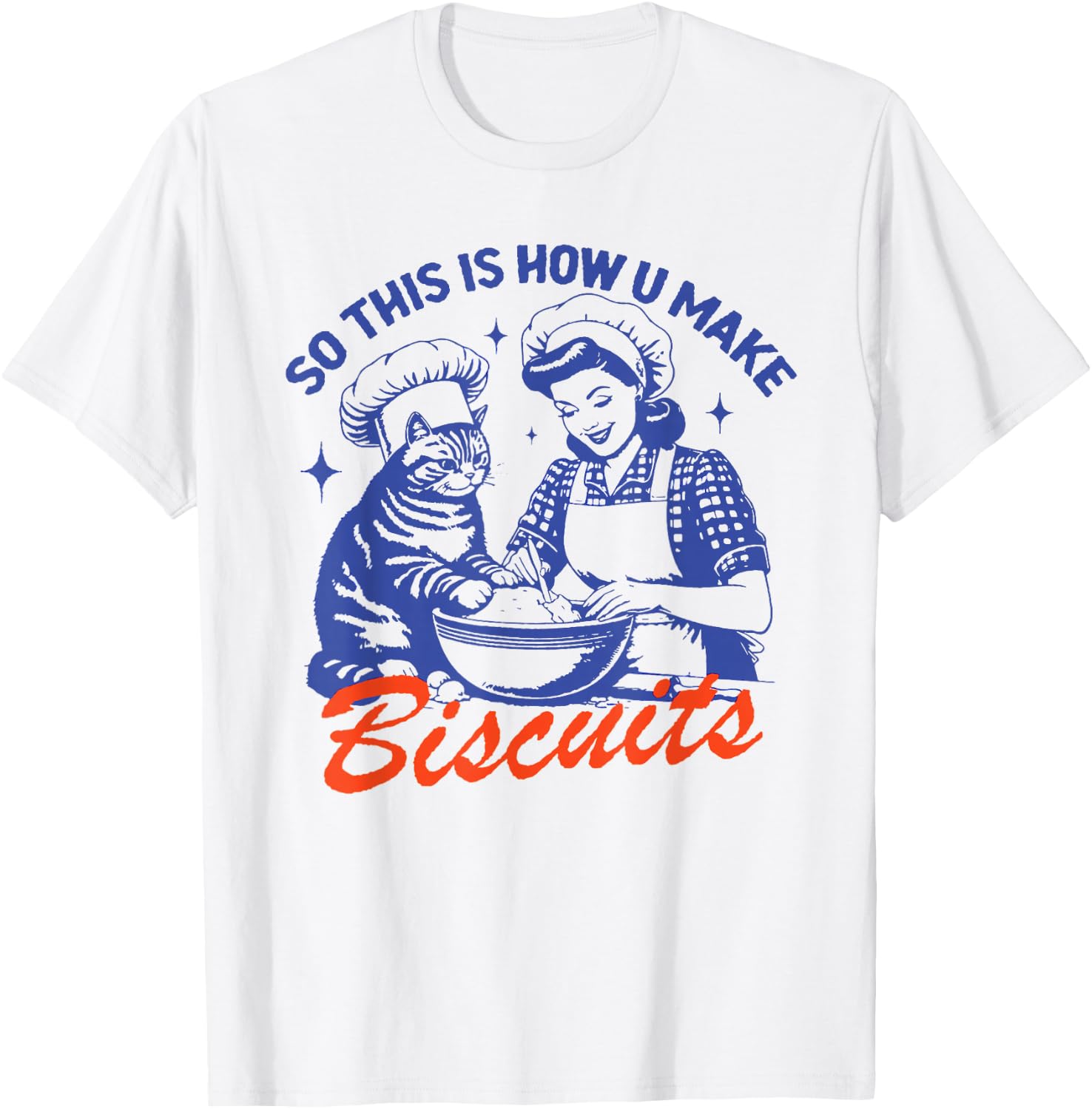 Retro Cat Biscuit Meme Cat Lover Bread Making Baker Cat Mom Women Girls Kids T-Shirt - T-Shirt | White