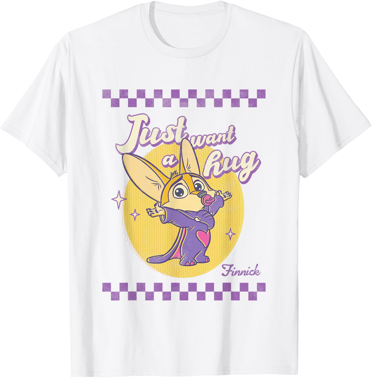 Disney Zootopia Finnick Just Want A Hug Chest Retro Poster T-Shirt - T-Shirt | White