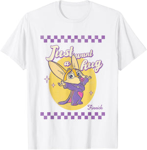 Disney Zootopia Finnick Just Want A Hug Chest Retro Poster T-Shirt - T-Shirt | White