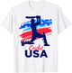 Cricket Support Team Flag USA Batsman Bowler American T-Shirt - T-Shirt | White