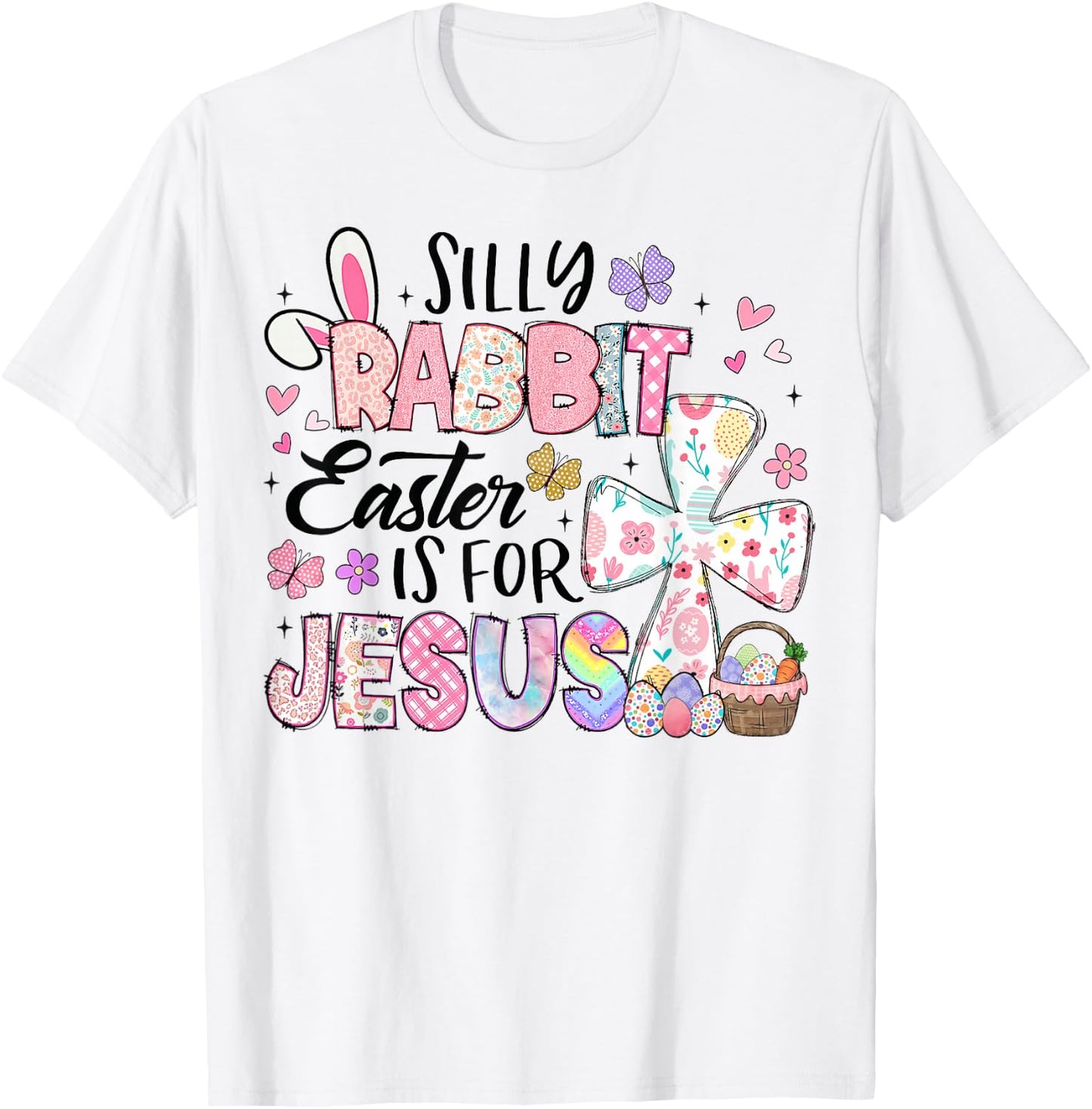 Silly Rabbit Easter Is For Jesus Cute Bunny Christian Kids T-Shirt - T-Shirt | White