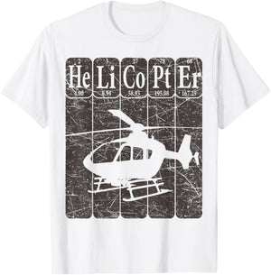 Helicopter Periodic Table Elements Aviation Helicopter Pilot T-Shirt - T-Shirt | White