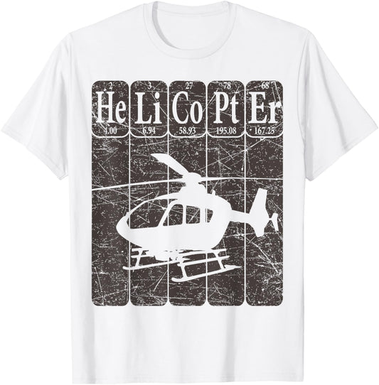 Helicopter Periodic Table Elements Aviation Helicopter Pilot T-Shirt - T-Shirt | White