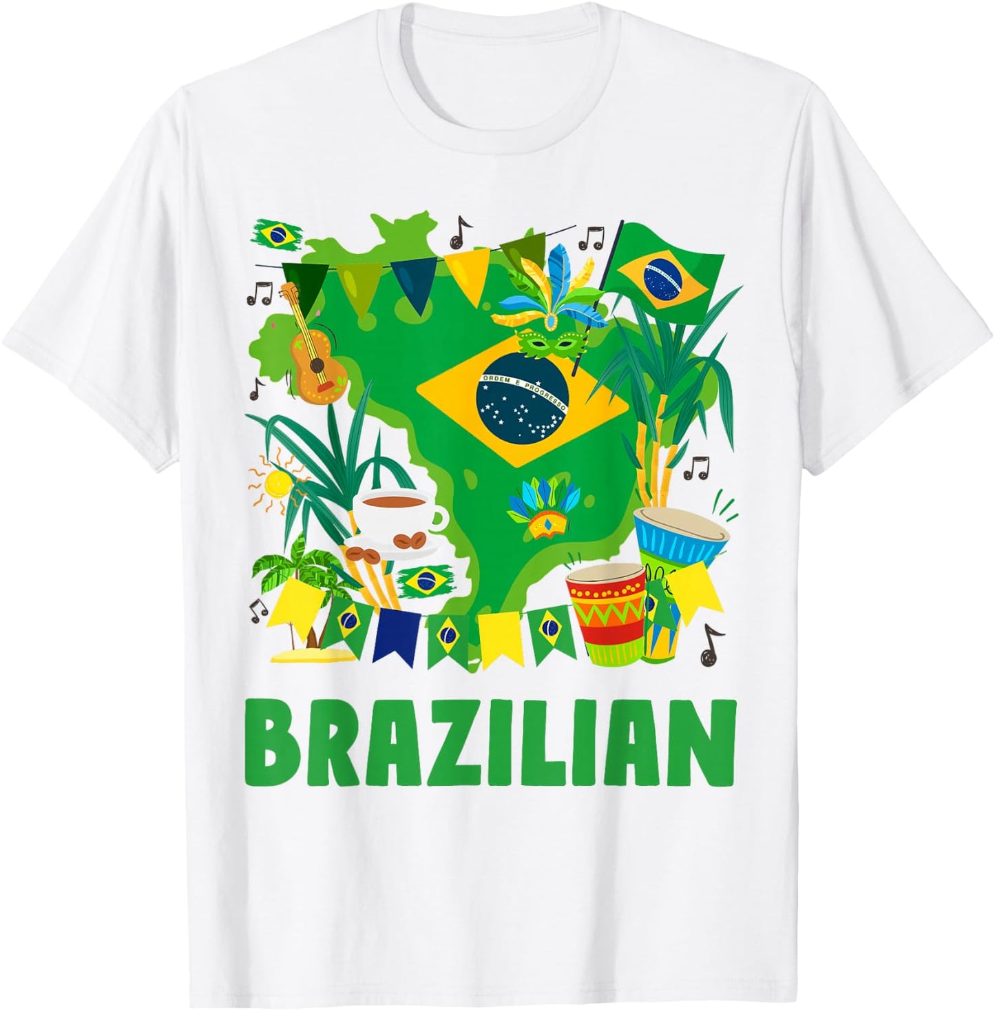 Brazil Flag Outfit Idea For Kids Brasil & Brazilian Flag T-Shirt - T-Shirt | White