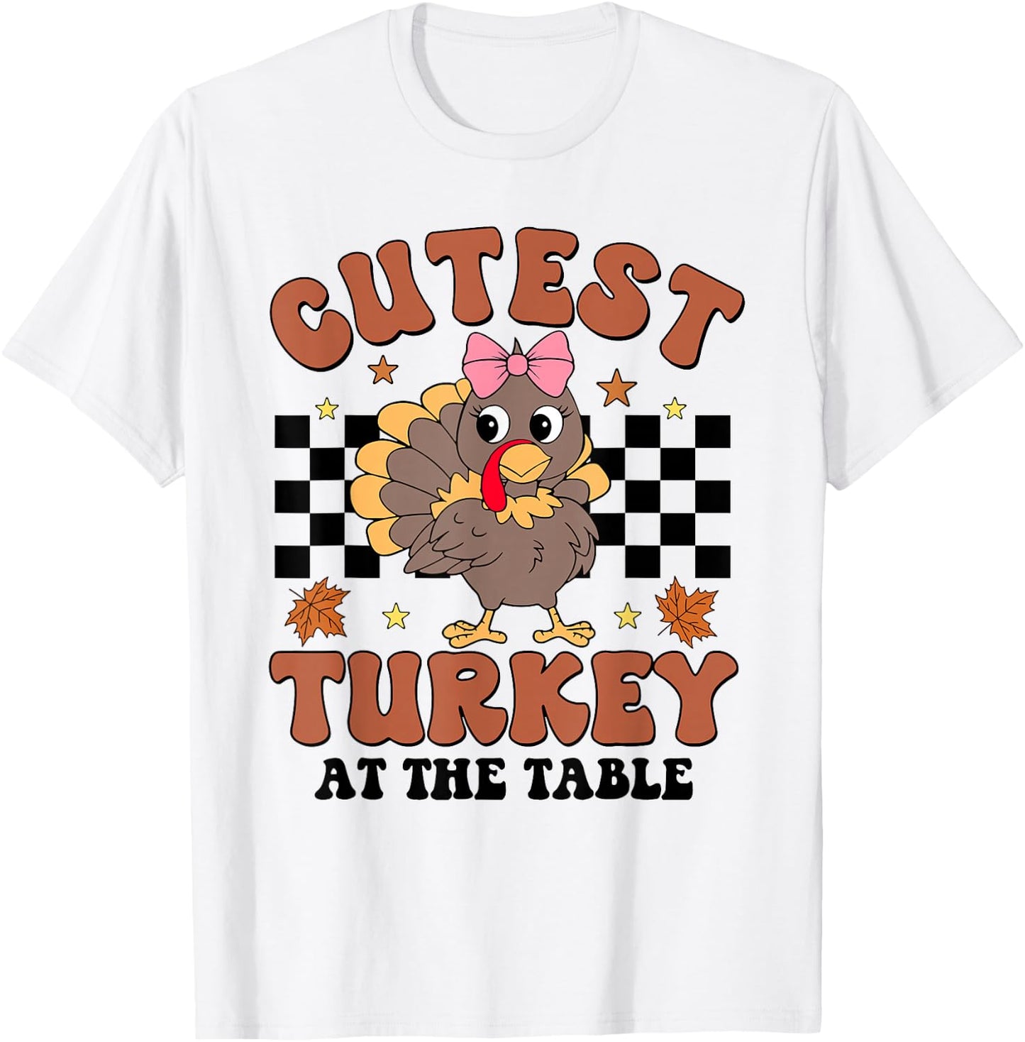 Thanksgiving Cutest Turkey At The Table Dinner Girl Toddler T-Shirt - T-Shirt | White