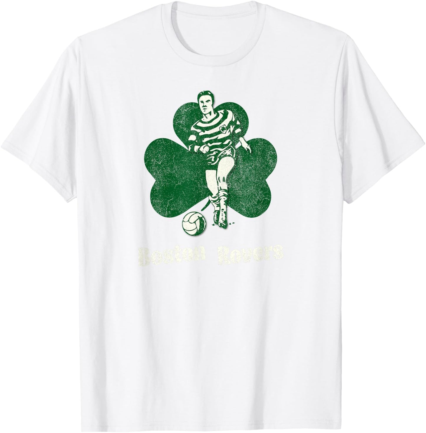 Boston Rovers Vintage Soccer League Shamrock Irish Futbol T-Shirt - T-Shirt | White